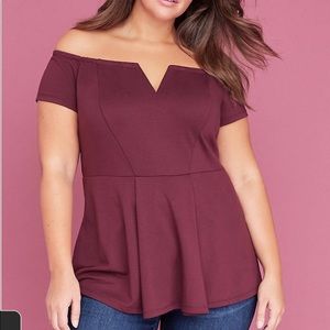 Ponte Peplum off the shoulder top